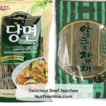 collage of two different sweet potato starch noodles