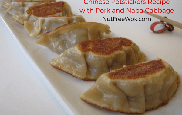 Chinese Potstickers Recipe with Pork and Napa Cabbage close up view of chinese potstickers with pork and napa cabbage