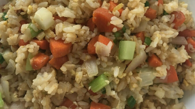 Bowl of Easy Vegetable Fried Rice with Egg