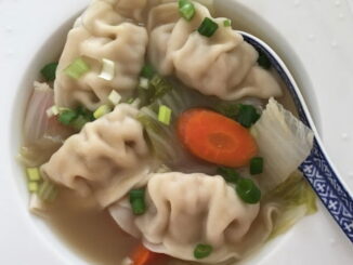 A bowl of napa cabbage, napa cabbage, and carrots in broth is a delicious nut-free hearty soup